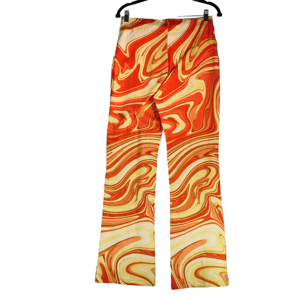 Hosberg Pants Womens Medium Orange Yellow Wide Leg Retro 70s Statement Piece - Picture 5 of 8